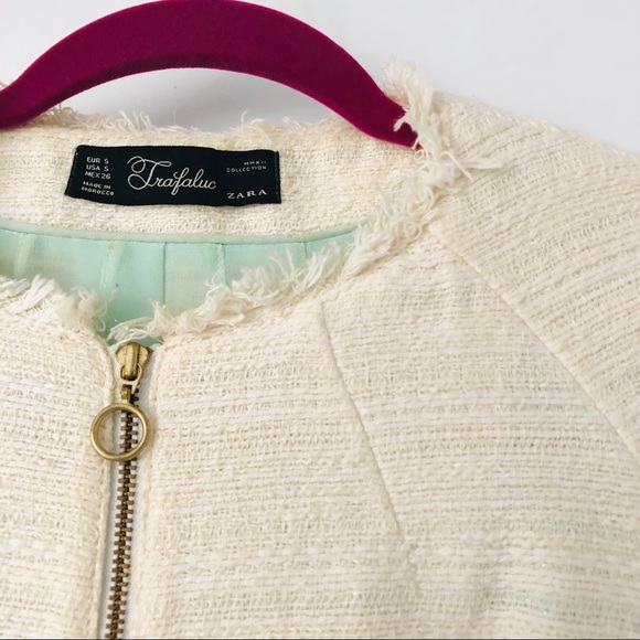Zara Jackets & Coats Zara Cream Tweed Jacket In Small Poshmark